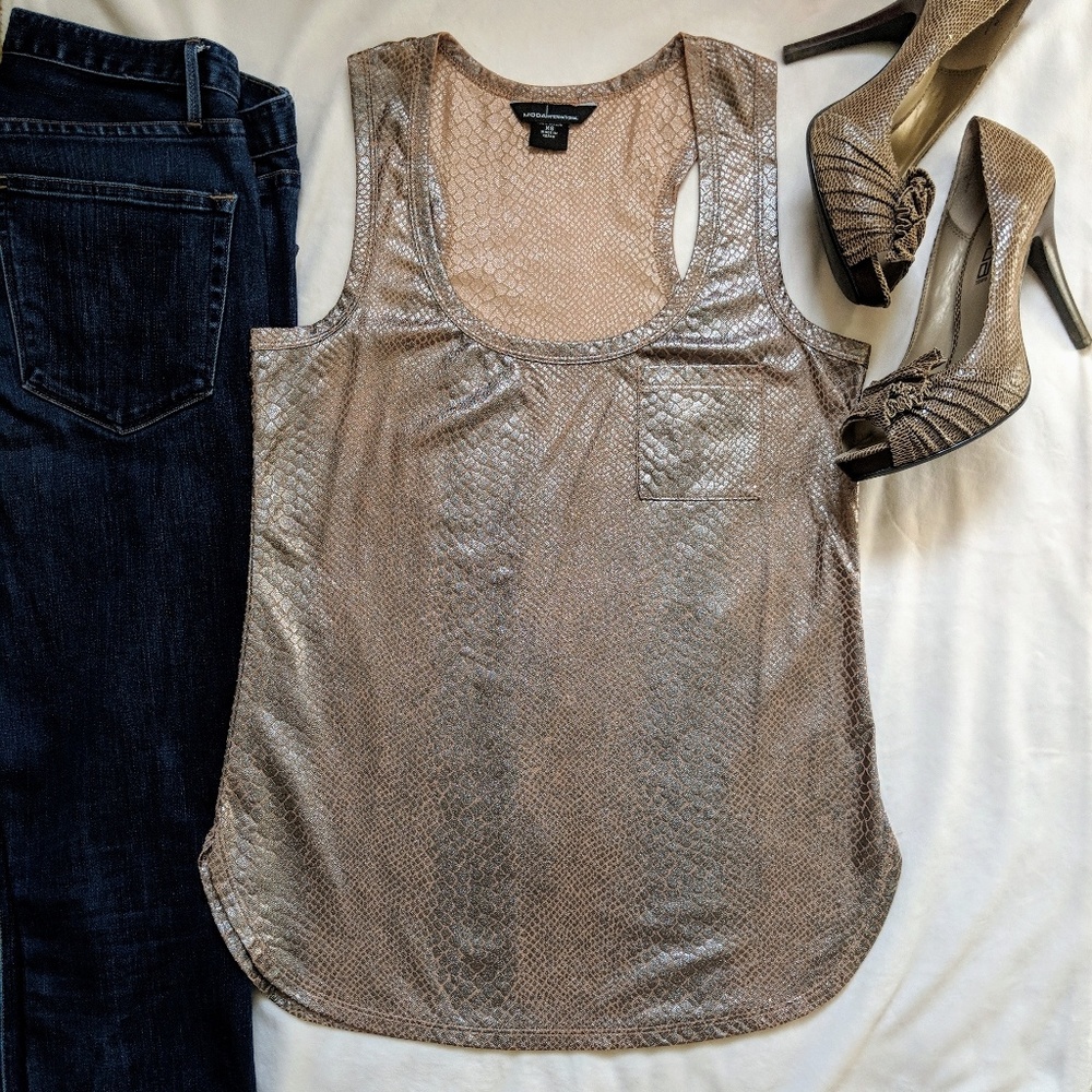 MODA VS Shimmery Snakeskin Print Racerback Tank